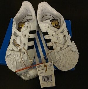 TODDLER'S ADIDAS SUPERSTAR I WHITE/BLACK/WHITE BB9076‎ Sz 7k